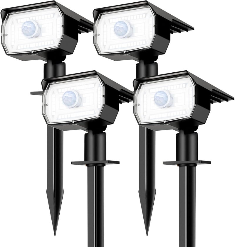 nipify Solar Lights Outdoor Waterproof, Motion Sensor Spot Lights- 4 Pack/56 LED/3 Modes Solar Powered Spotlights 2-in-1 Auto On/Off Landscape Lighting for Outside Yard Wall Garden, Cool White - Image 1